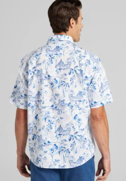 Jos. A. Bank Traditional Fit Mykonos Short Sleeve Button Up Shirt