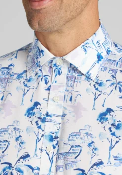 Jos. A. Bank Traditional Fit Mykonos Short Sleeve Button Up Shirt