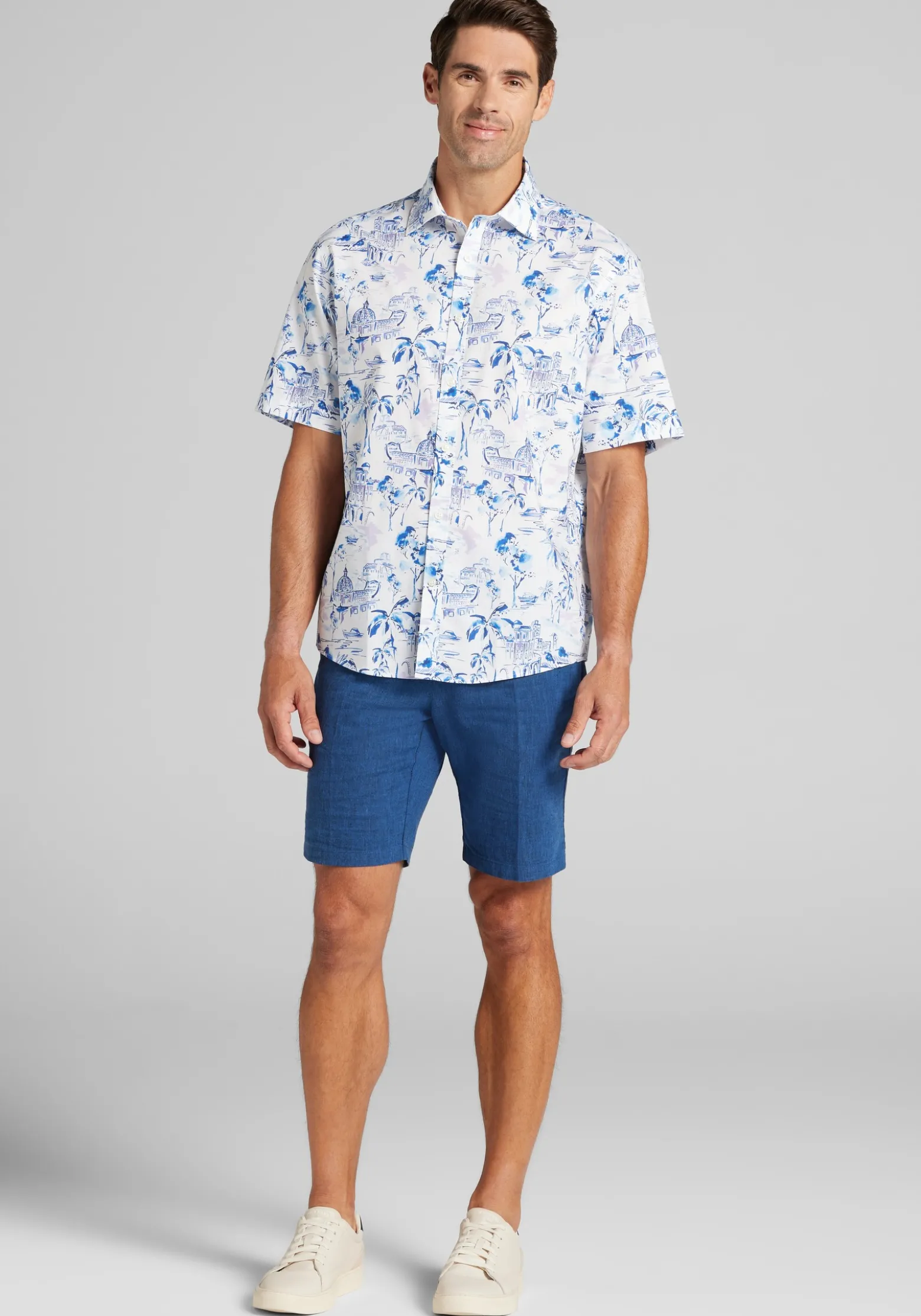 Jos. A. Bank Traditional Fit Mykonos Short Sleeve Button Up Shirt
