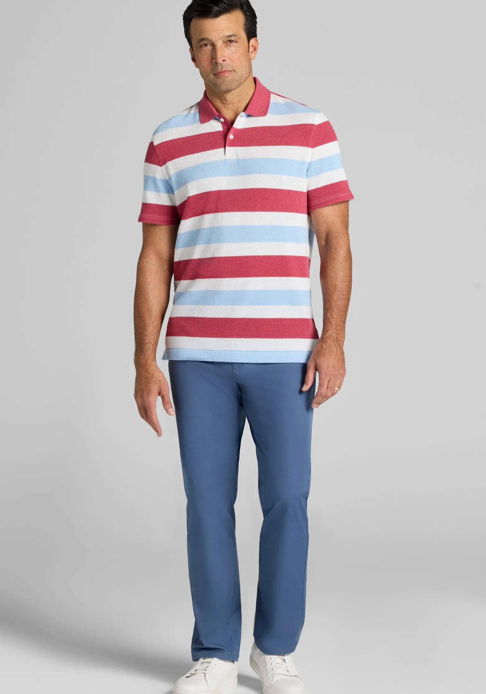 Jos. A. Bank Traditional Fit Popcorn Stripe Polo