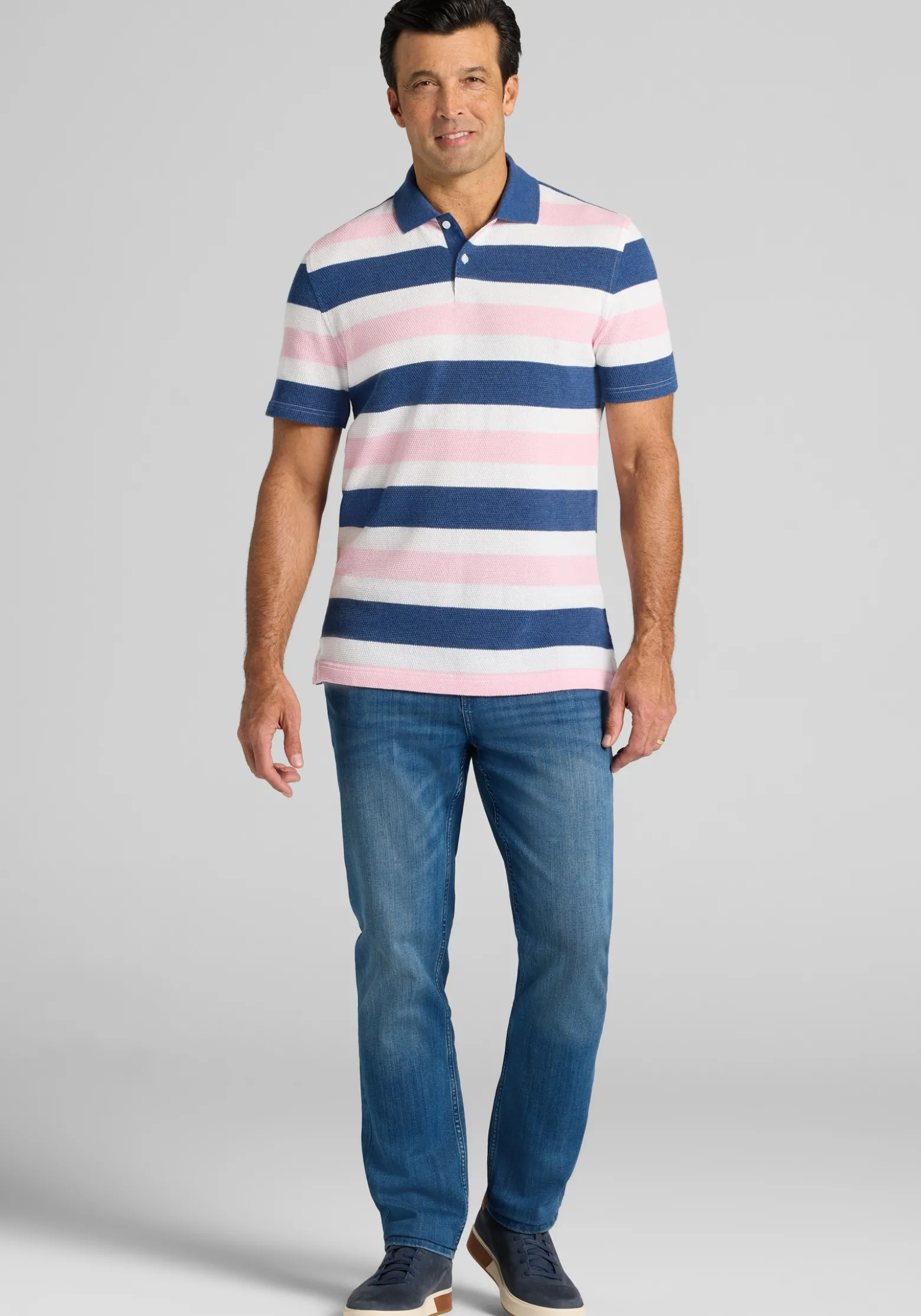 Jos. A. Bank Traditional Fit Popcorn Stripe Polo