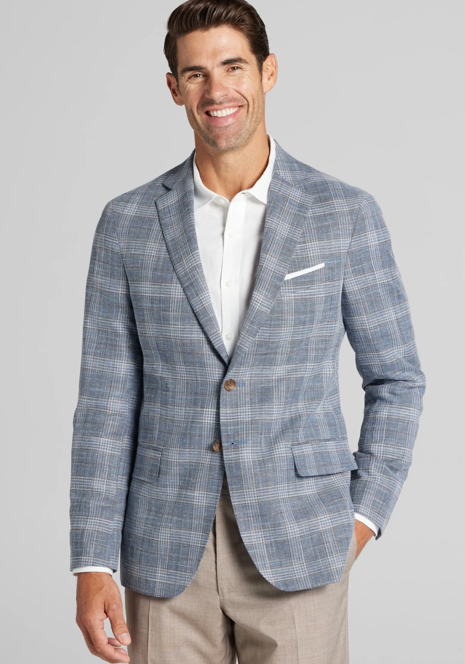 Reserve Collection Tailored Fit Plaid Sportcoat - Big & Tall
