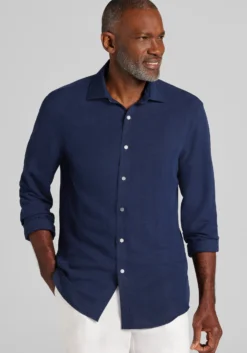Reserve Collection Tailored Fit Linen Button Up Shirt - Big & Tall