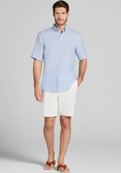 Reserve Collection Tailored Fit Linen Short Sleeve Button Up Shirt