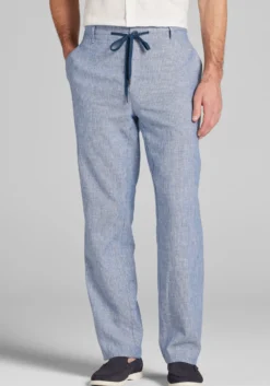 Reserve Collection Tailored Fit Stripe Linen Blend Drawstring Pants CLEARANCE