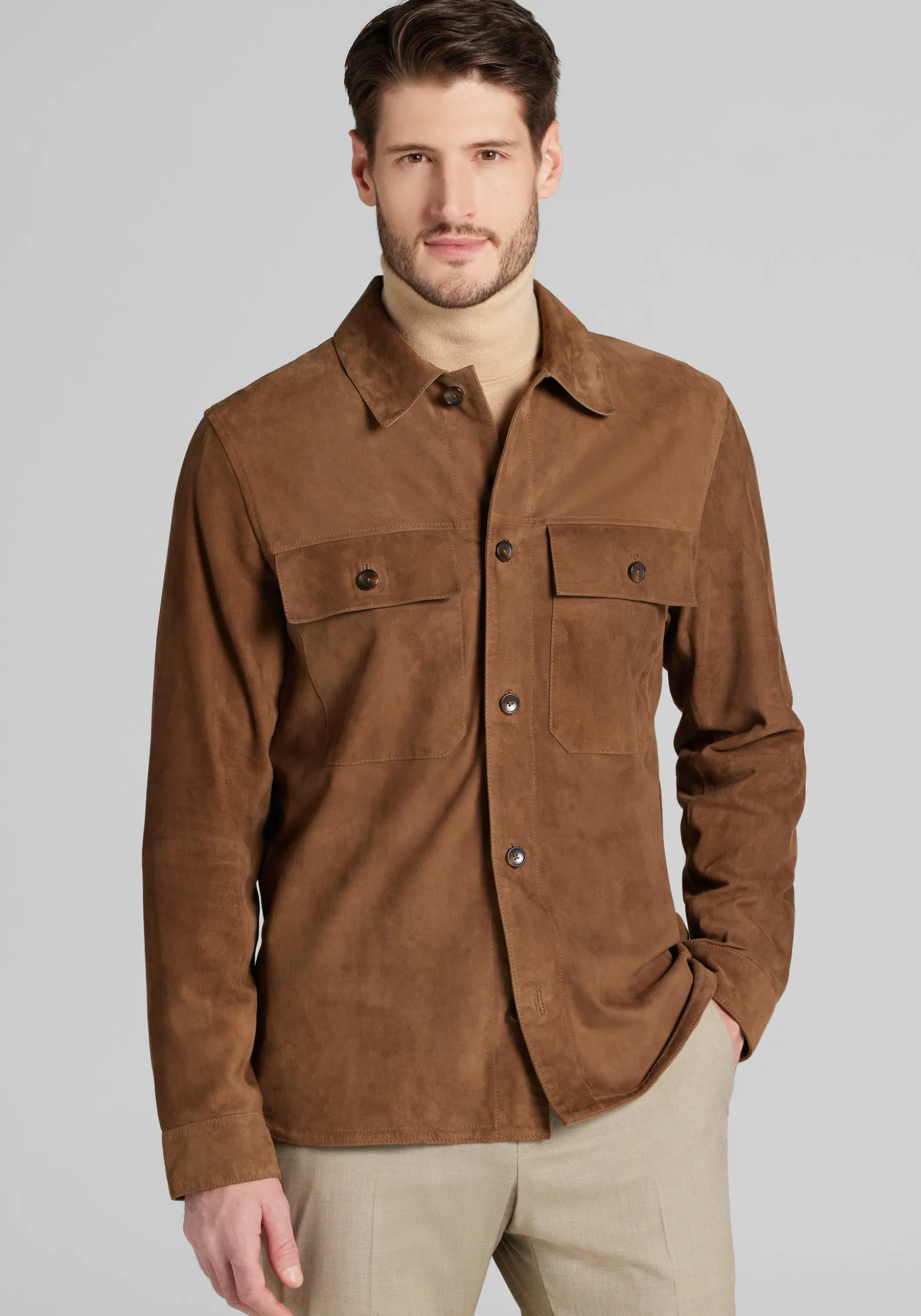 Reserve Collection Tailored Fit Suede Shirt Jacket - Big & Tall CLEARANCE