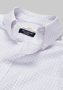 Traveler® Collection Slim Fit Button-Down Collar Plaid Dress Shirt