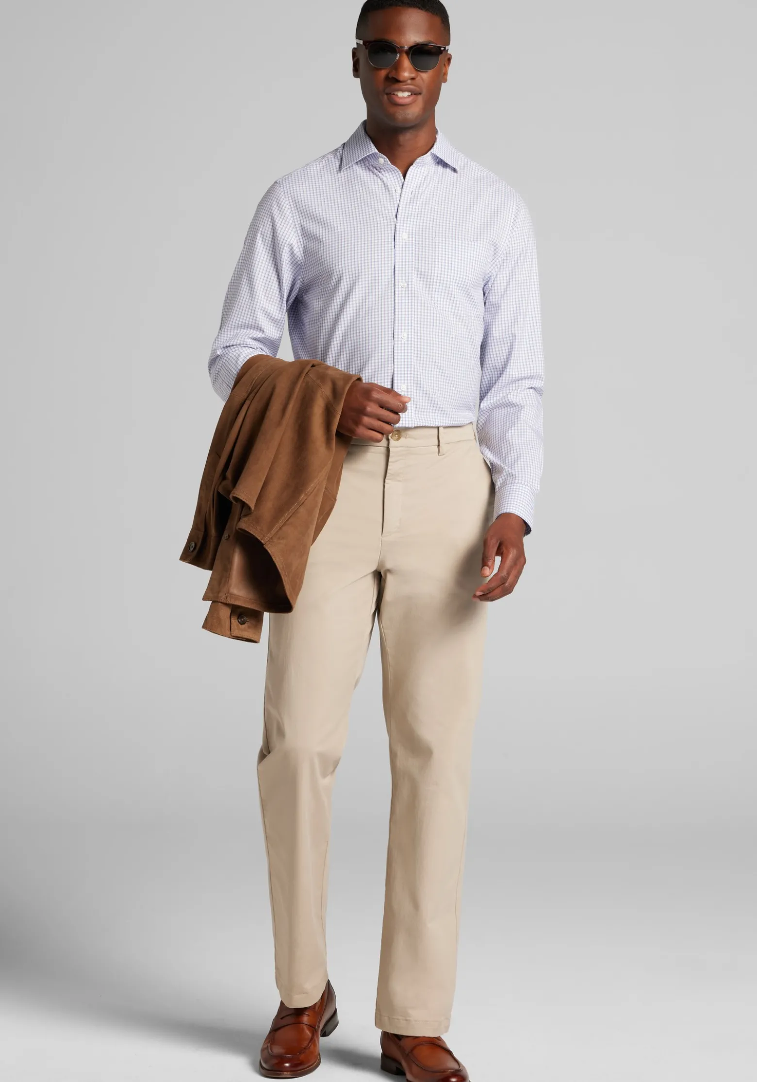 Traveler® Collection Slim Fit Spread Collar Check Dress Shirt