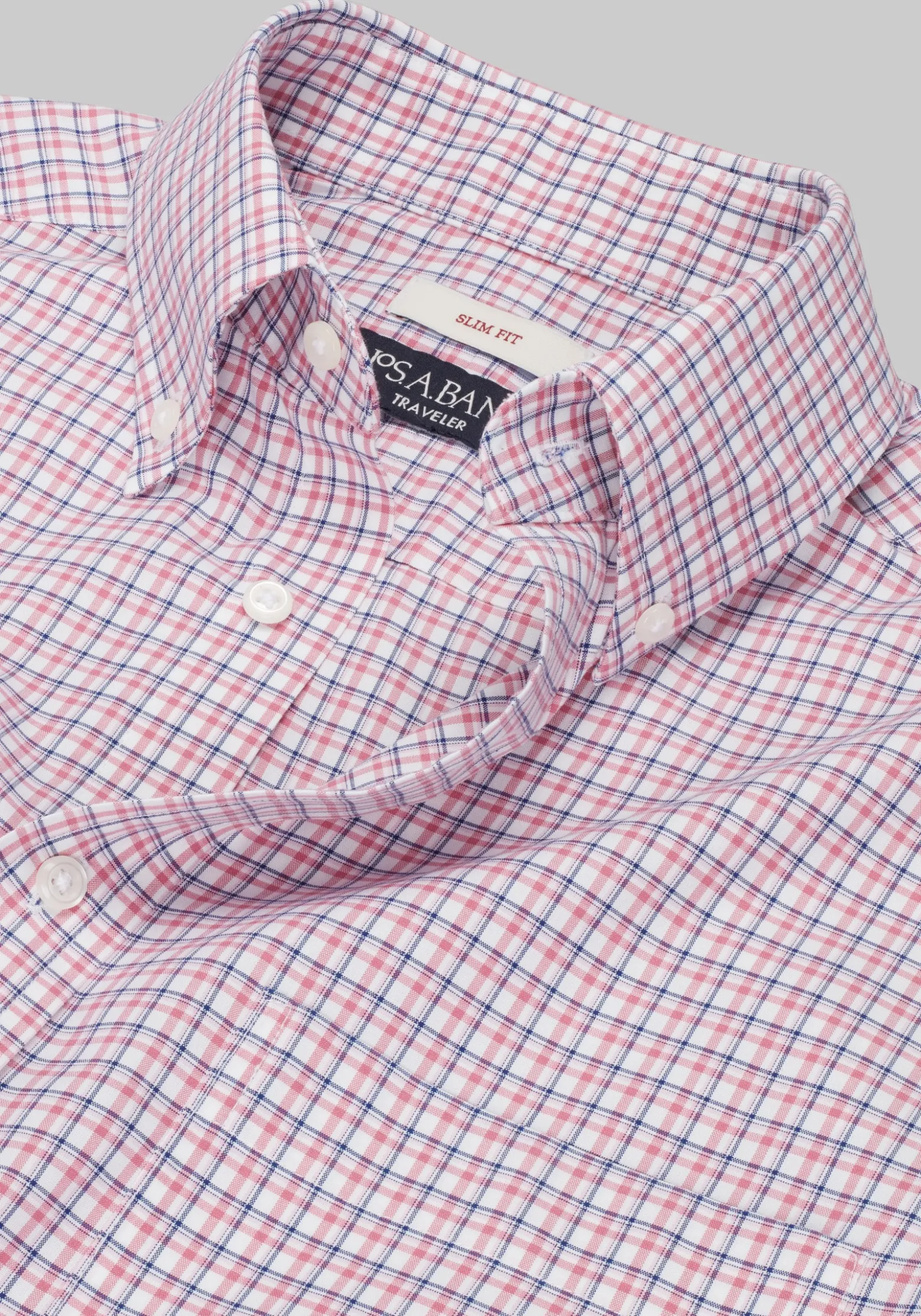 Traveler® Collection Slim Fit Button-Down Collar Plaid Dress Shirt
