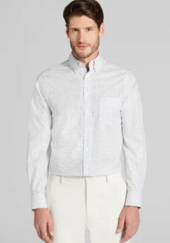 Traveler® Collection Slim Fit Button-Down Collar Grid Dress Shirt