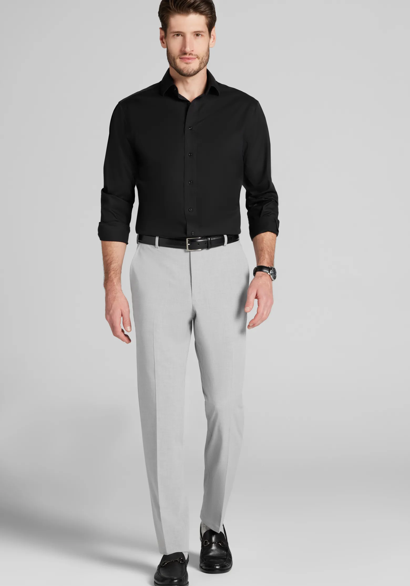 Traveler® Collection Tailored Fit Spread Collar Solid Dress Shirt