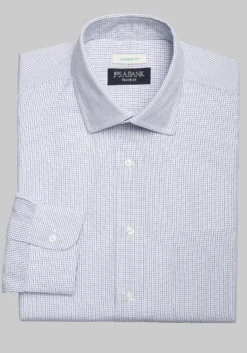 Traveler® Collection Tailored Fit Spread Collar Mini Check Dress Shirt