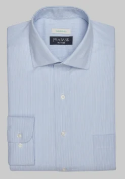 Traveler® Collection Tailored Fit Spread Collar Stripe Dress Shirt