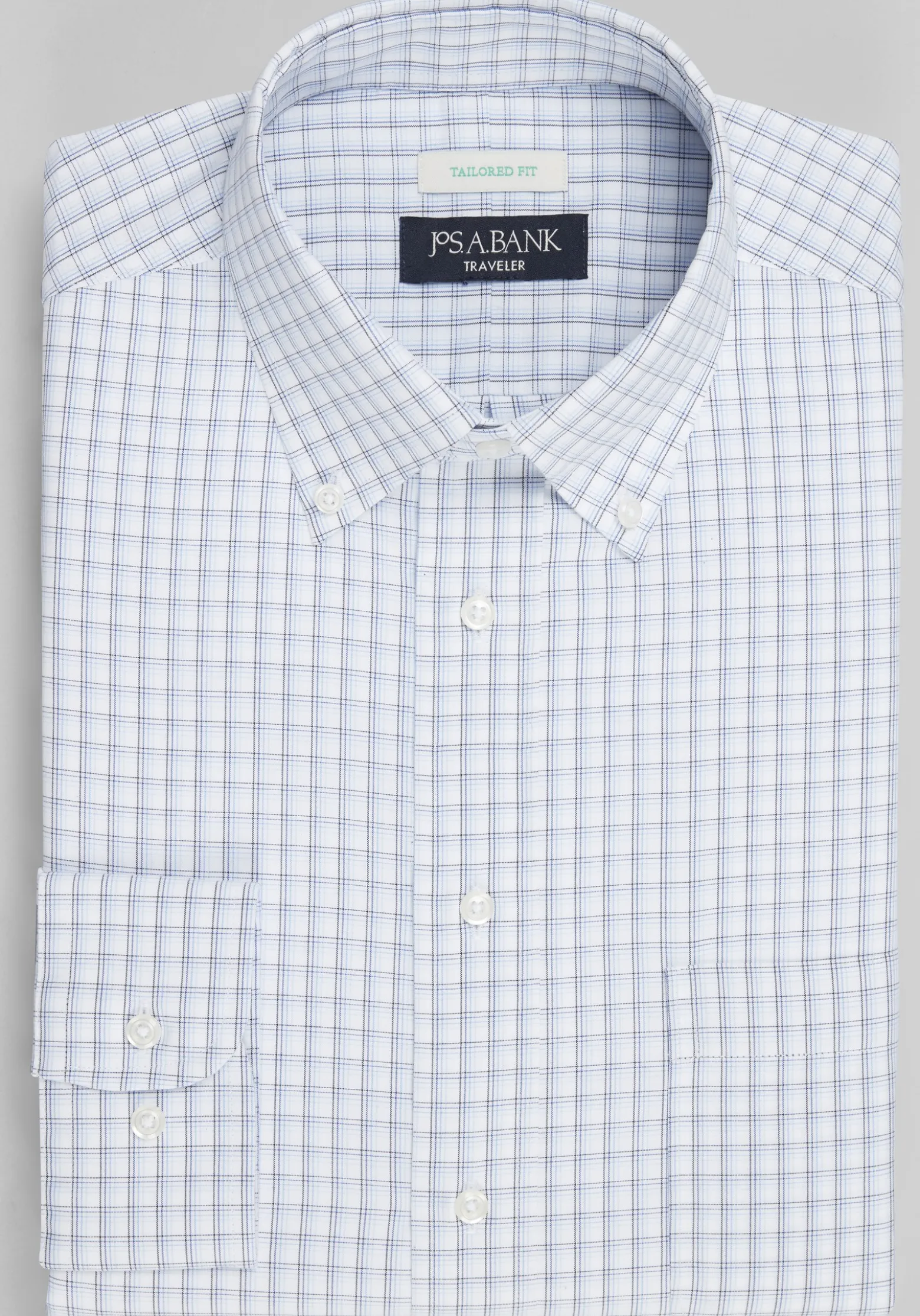 Traveler® Collection Tailored Fit Button-Down Collar Gradient Check Dress Shirt