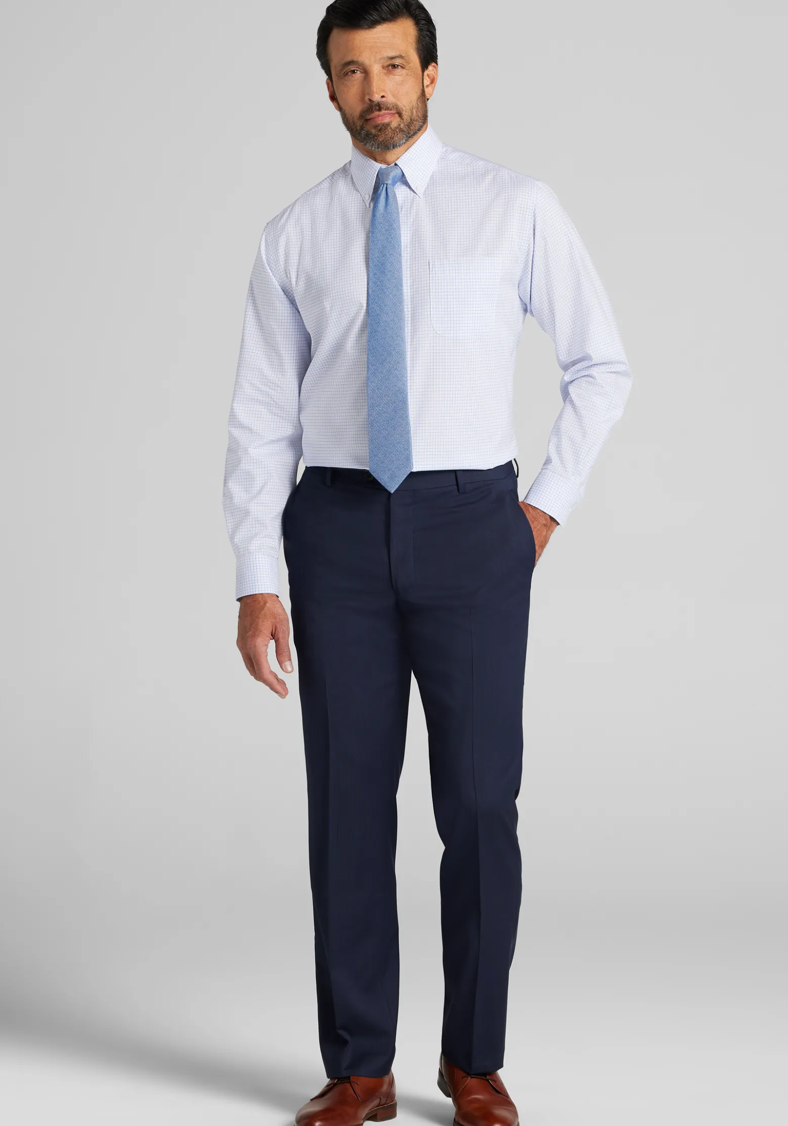 Traveler® Collection Traditional Fit Graph Plaid Dress Shirt