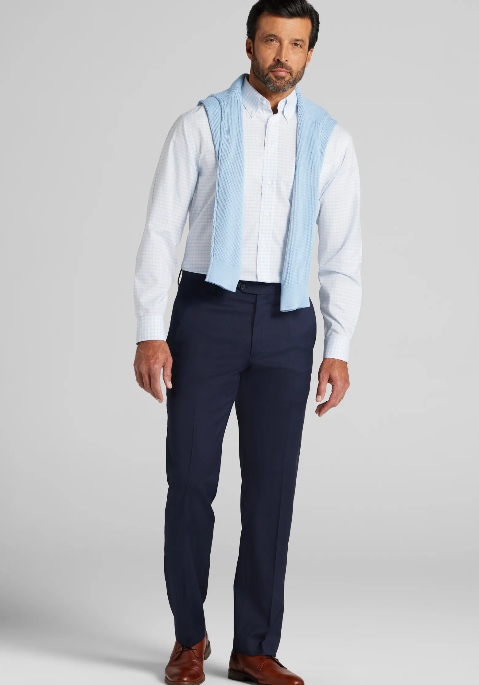 Traveler® Collection Traditional Fit Button-Down Collar Plaid Dress Shirt