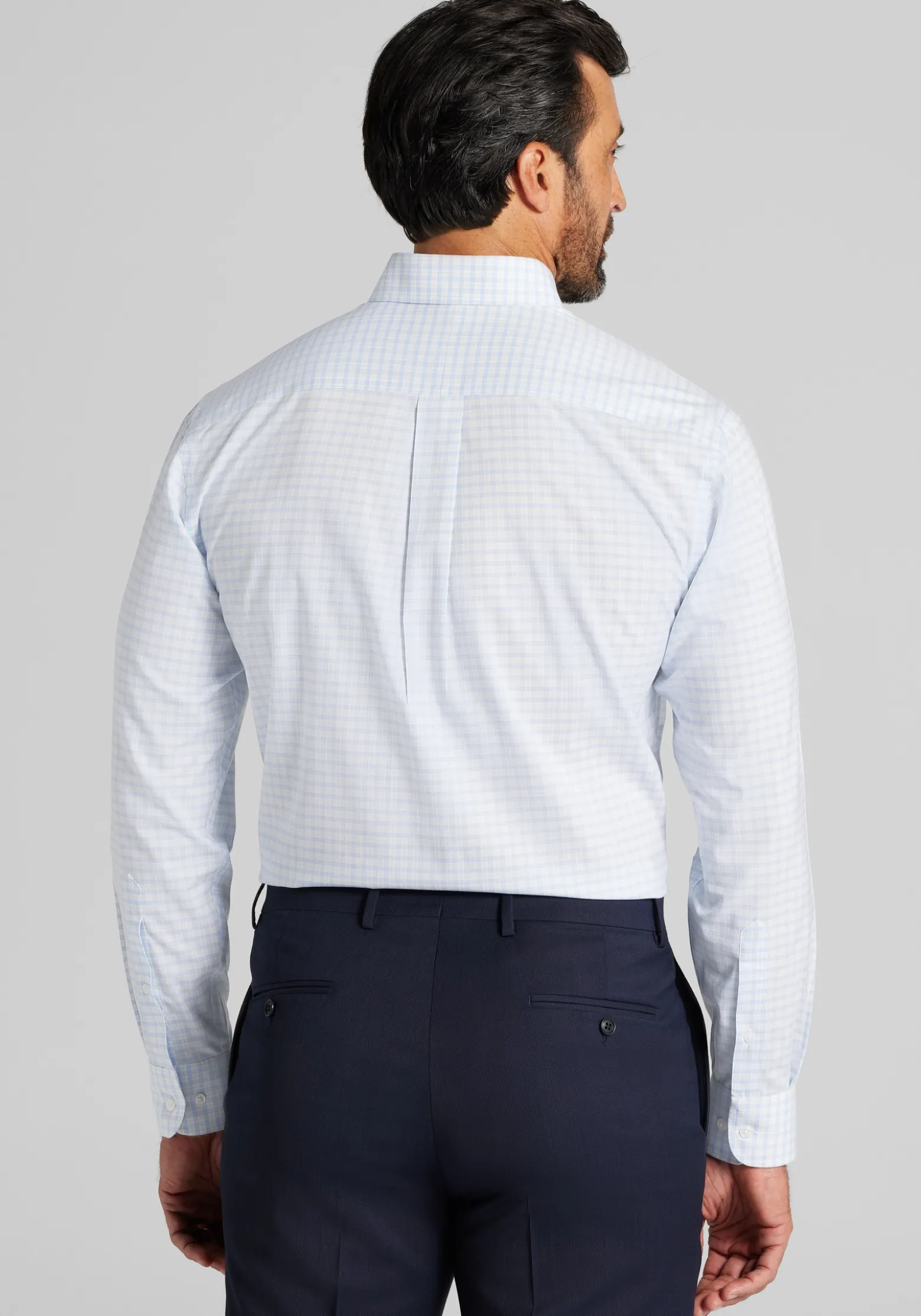 Traveler® Collection Traditional Fit Button-Down Collar Plaid Dress Shirt