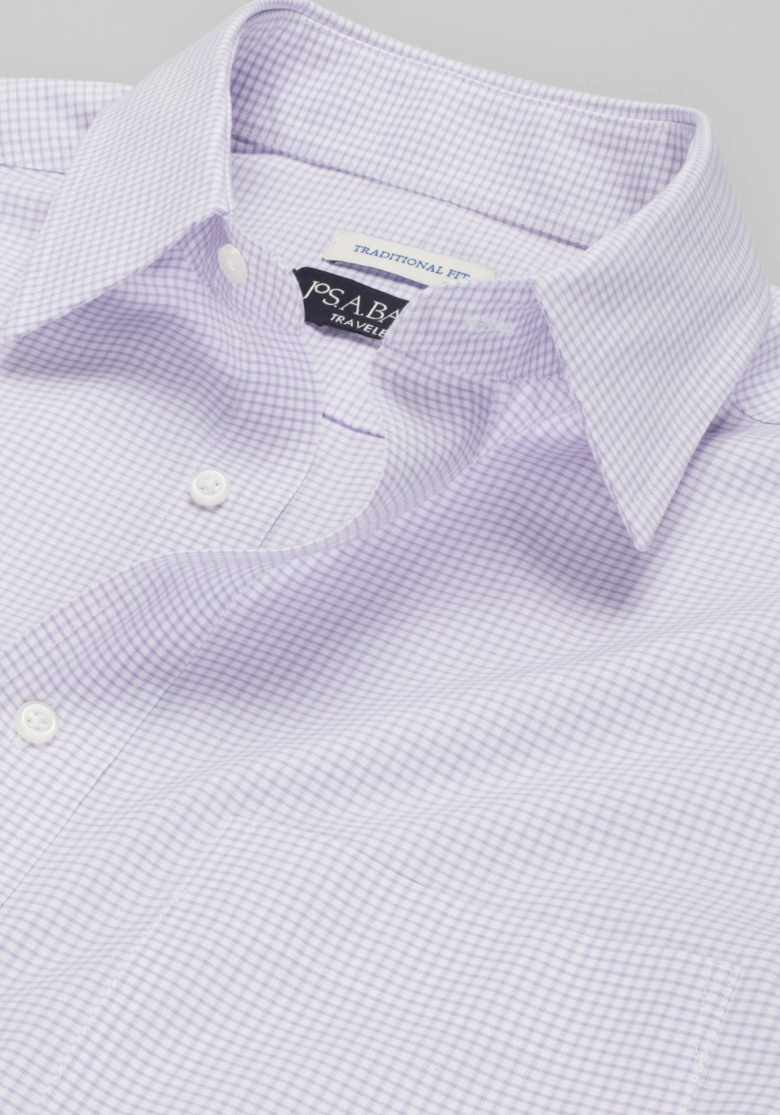 Traveler® Collection Traditional Fit Point Collar Grid Dress Shirt