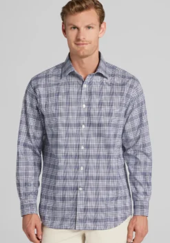 Traveler® Collection Traditional Fit Glen Plaid Button Up Shirt