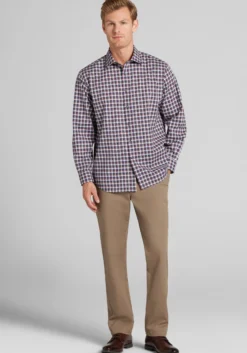 Traveler® Collection Traditional Fit Offset Check Pattern Button Up Shirt