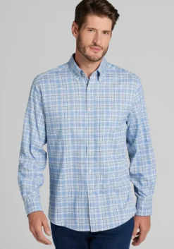 Traveler® COOLMOTION Tailored Fit Plaid 4-Way Stretch Button Up Shirt - Big & Tall