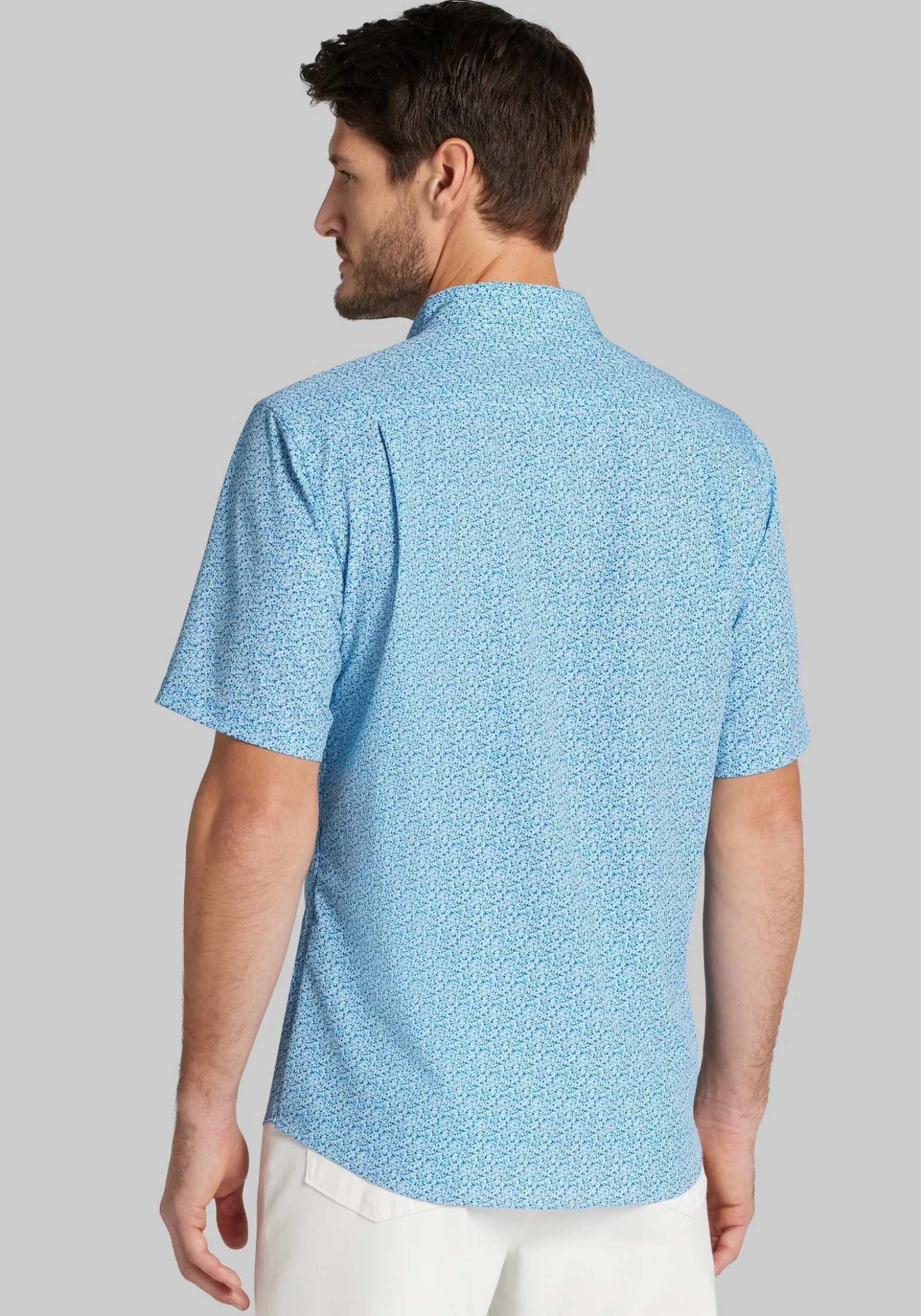 Traveler® COOLMOTION Tailored Fit Liberty Floral 4 Way Stretch Short Sleeve Button Up Shirt
