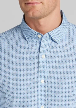 Traveler® COOLMOTION Tailored Fit Tile Medallion 4-Way Stretch Button Up Shirt