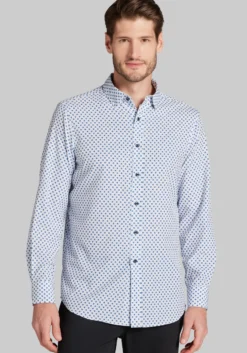Traveler® COOLMOTION Tailored Fit Diamond Tile 4-Way Stretch Button Up Shirt