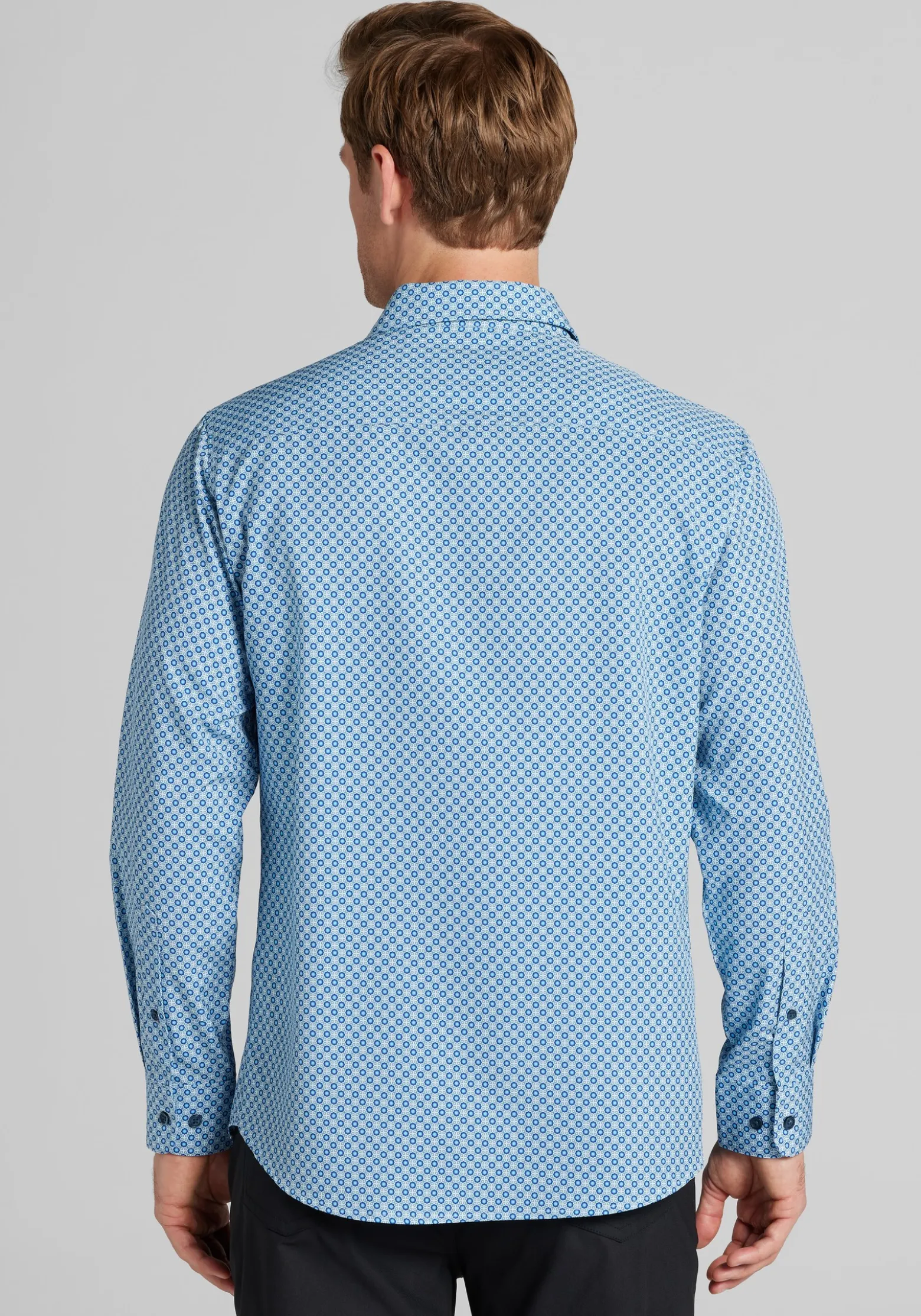 Traveler® COOLMOTION Tailored Fit Geometric 4-Way Stretch Button Up Shirt