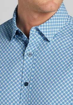Traveler® COOLMOTION Tailored Fit Geometric 4-Way Stretch Button Up Shirt