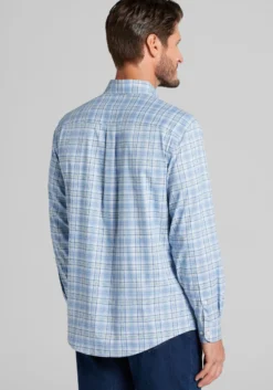 Traveler® COOLMOTION Tailored Fit Plaid 4-Way Stretch Button Up Shirt