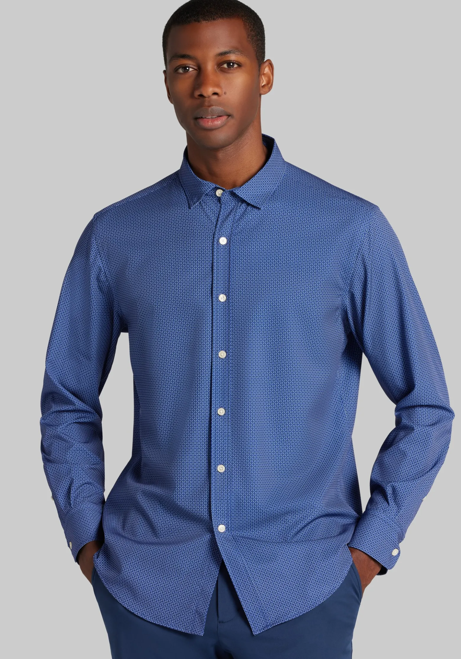 Traveler® COOLMOTION Tailored Fit Dash Geo 4-Way Stretch Button Up Shirt