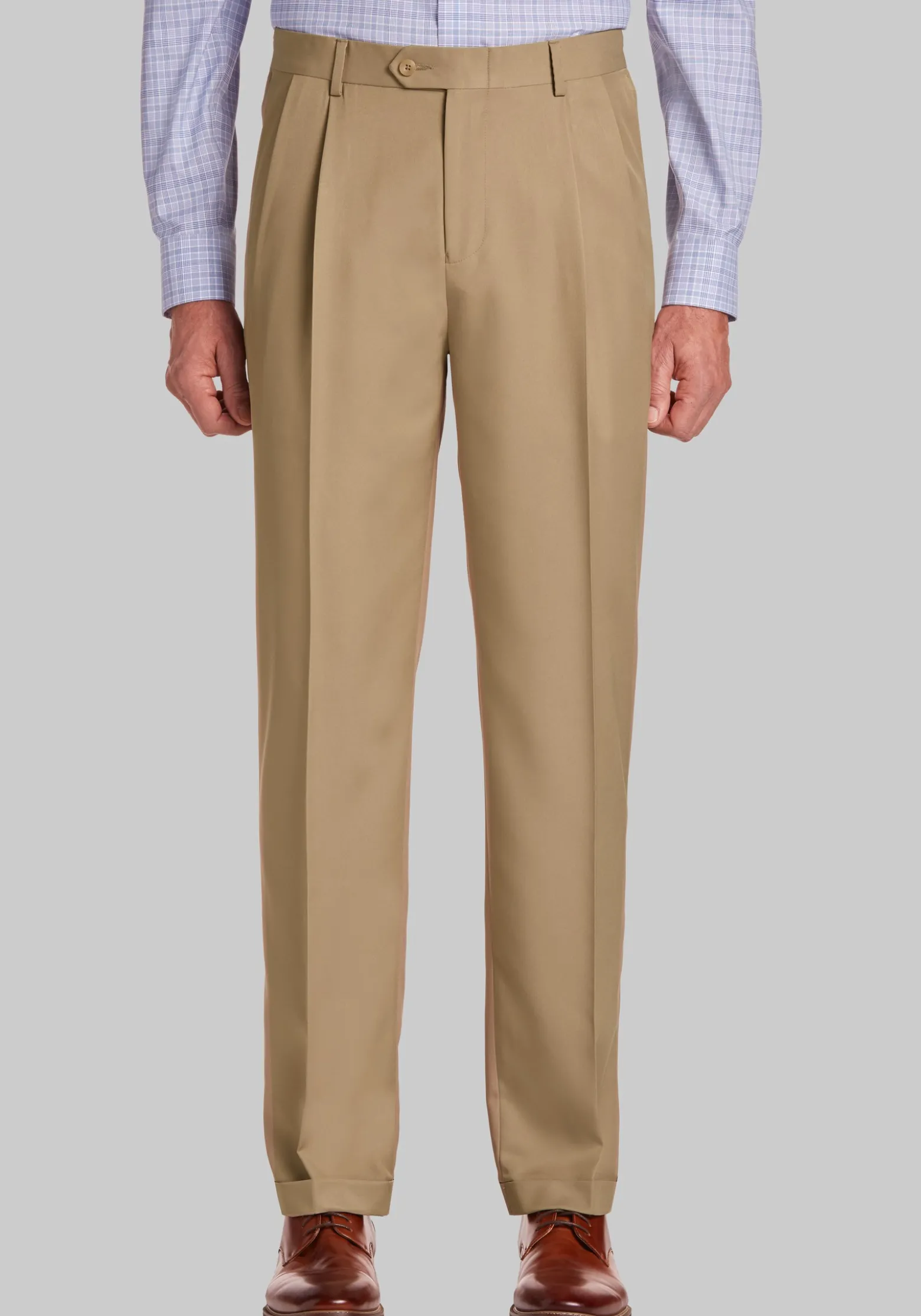 Traveler® Performance Traditional Fit Slider Waistband Pleated Chinos - Big & Tall