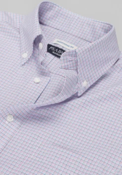 Traveler® Traditional Fit Mini Plaid Dress Shirt