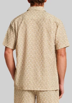 Vintage & Black Traditional Fit Medallion Seersucker Short Sleeve Shirt