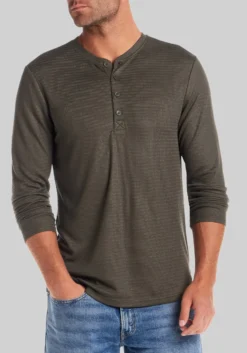 Vintage & Black Traditional Fit Crinkled Henley