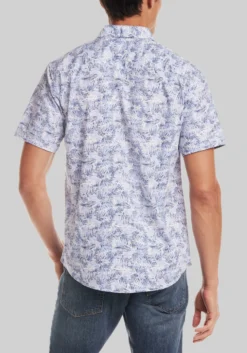 Weatherproof Vintage Tailored Fit Short Sleeve Palm Frond Button Up Shirt