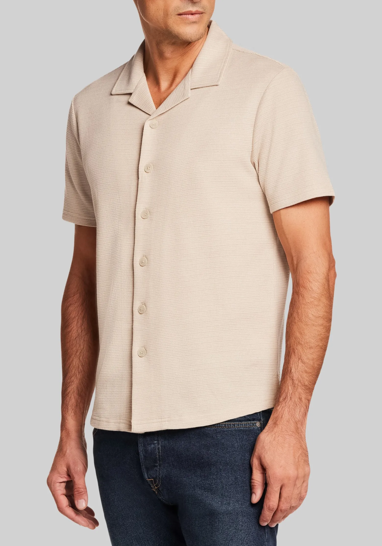 Weatherproof Vintage Traditional Fit Variegated Microstripe Coatfront Knit Button Up Shirt