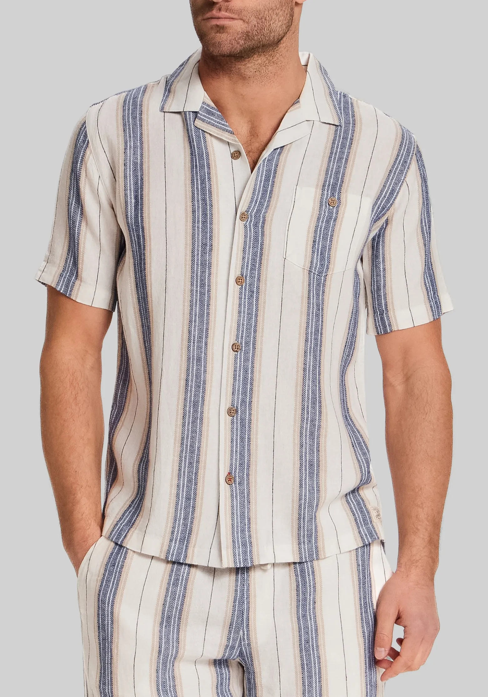 Weatherproof Vintage Traditional Fit Vertical Stripe Button Up Shirt